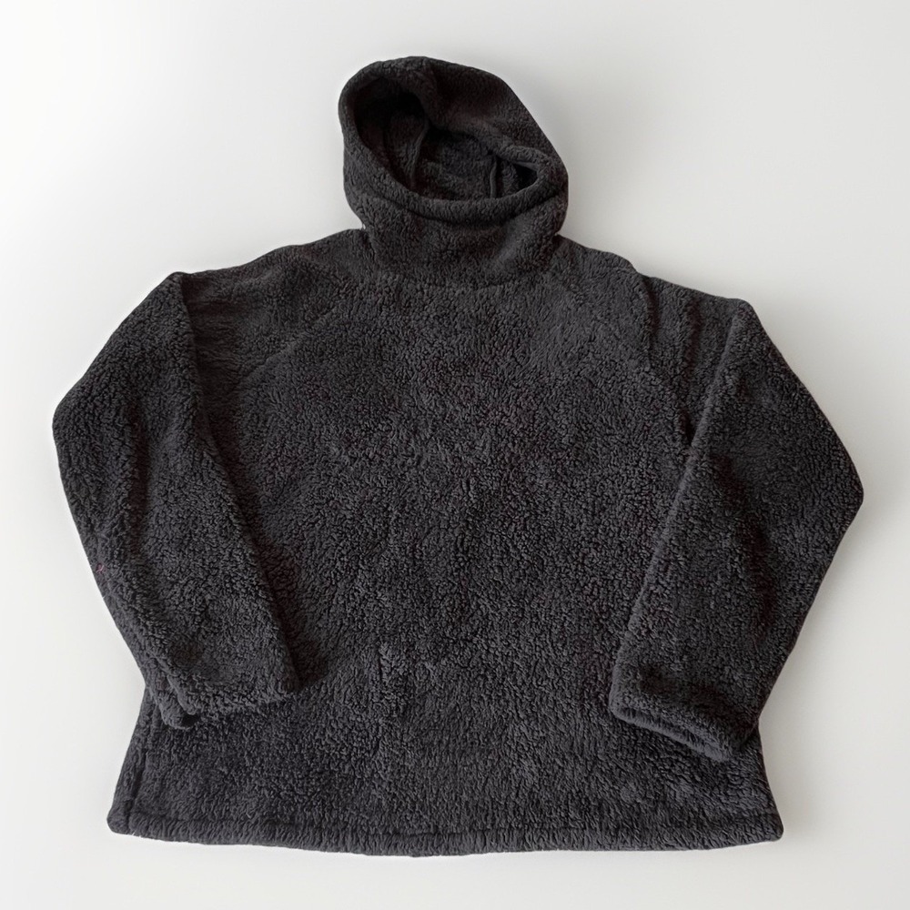 Eddie Bauer Hooded Fleece Pullover Women's Medium Dark Gray Super Soft